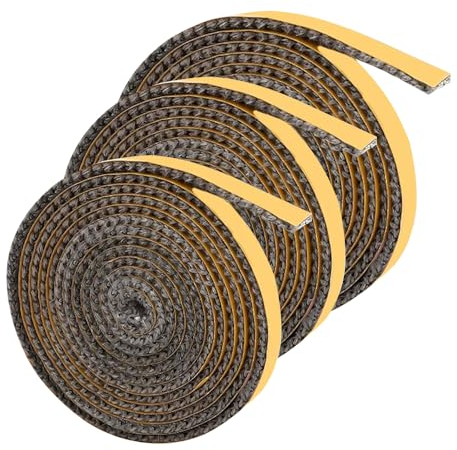 Voarge 1Pcs Feuerfestes Dichtungsband Selbstklebend Kamin Dichtband für Ofen Kamine Holzöfen Smoker (3mm x 15mm x 2m)