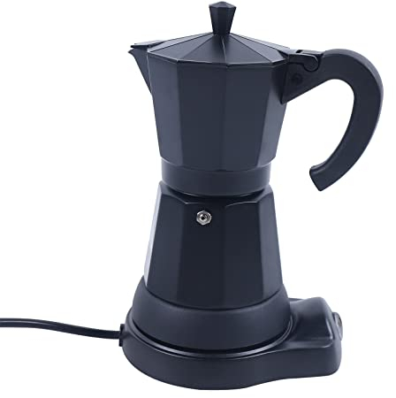 GAOUSD Moka Pot Caffettiera Moka Caffettiera Italiana 300 ml 6 tazze, Caffettiere Induzione con Manico e Bottoni Tappeto Caffè Incluso, Caffettiera Italiana Induzione(Nero)