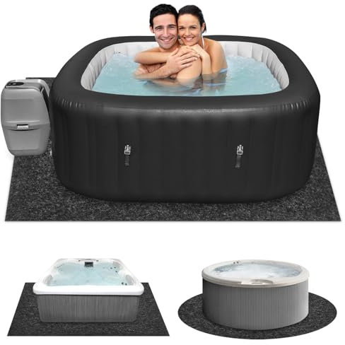 GQFOWE Tappetino gonfiabile per vasca idromassaggio, 203 x 203 cm, riutilizzabile, protezione per piscina fuori terra, tappetino idroassorbente per piscina gonfiabile per interni ed esterni