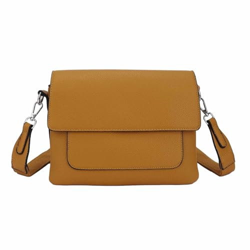 Damen Tasche Shopper Brusttasche Schultertasche Crossbody Trio Umhängetasche Messenger Handtasche Crossover BodyBag Leder Optik Gelb