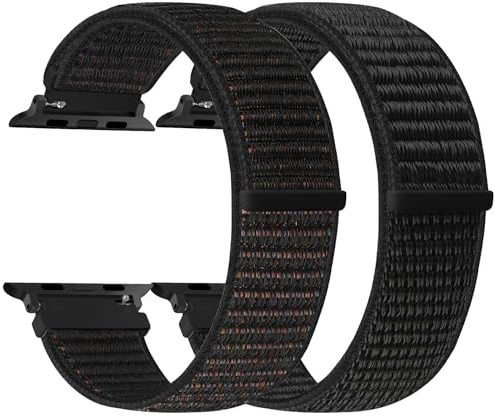 enkic Nylon Armband Kompatibel mit Apple Watch Armband 49mm 46mm 45mm 44mm 42mm 41mm 40mm 38mm Damen Herren, 2 Stück Ersatz Sport Uhrenarmband für iWatch Series 10 9 8 7 6 5 4 3 2 1 SE Ultra 2 Ultra