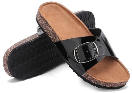 Jifenkla Claquettes Femme, d'Été Antidérapant Confort Sandale, Ajustable Boucle et Mules Orthopediques Plage Piscine Pantoufles Slide Chausson Outdoor