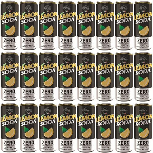 LEMON SODA ZERO (24x330ML) - Italienische Limonade mit natürlichem Quellwasser & Zitronensaft. Zuckerfreie Limonade ohne künstliche Zusätze, ideal für Alltag & Aperitif