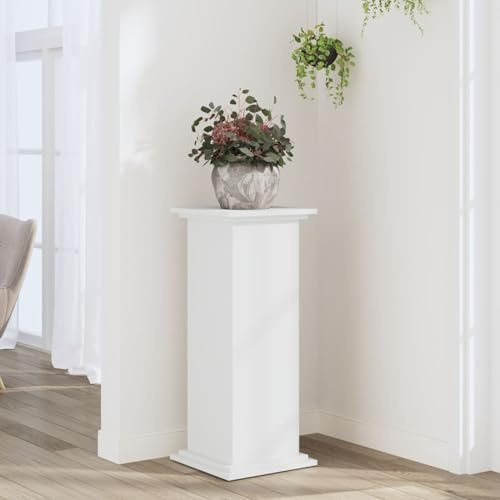 Homgoday Pflanzenständer Blumenständer, Dekosäule für Pflanzen, Blumenhocker Blumensäule Blumentisch Blumentopfhalter Bestelltisch Weiß 33x33x80 cm Holzwerkstoff