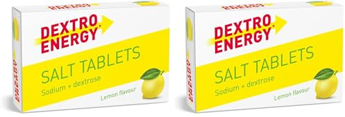 DEXTRO ENERGY SALT TABLETS LEMON + NATRIUM - 54g, 30 Tabletten - Traubenzucker Tabletten für schnelle Kohlenhydrate zur Energieversorgung, Ergänzung beim Workout (Packung mit 2)