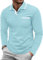 QIXING Men's Polo Shirts Long Sleeve Collared Golf Top Classic Cotton Polo with Pocket(Sky Blue, M)