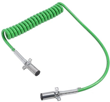 Cavo di Alimentazione per Rimorchio a Spirale in ABS Resistente a 7 Vie, 15 Piedi per Semirimorchi e Trattori