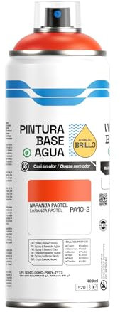 H HANSEL HOME Pintura Spray Base Agua 400ml - Para Muebles, Metal, Plástico y Madera - Ecológica y Sin Olor, Colores Duraderos - Naranja Pastel, 1 unidad