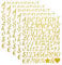LunarCharm 5 sheets of alphabet number stickers gold 2.5 cm small, self-adhesive vinyl sticker set with letters and numbers, for letterbox, water bottle, scrapbook