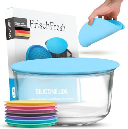 Flexibler Deckel, Frischhaltedeckel, Silikondeckel & Untersetzer für Topf, Schüssel, Pfannen, Luftdicht, Lichtdicht, platzsparend, lange Haltbarkeit, Spülmaschine, BPA-frei, -40°C +200°C, (20cm Blau)