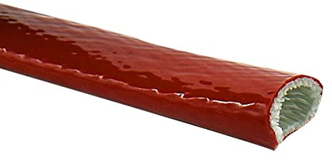 Manchon de protection thermique en fibre de verre, manchon coupe-feu protégé contre la chaleur, manchon coupe-feu en fibre de verre enduit de silicone for conduites de tuyaux et câblage électrique 1 m