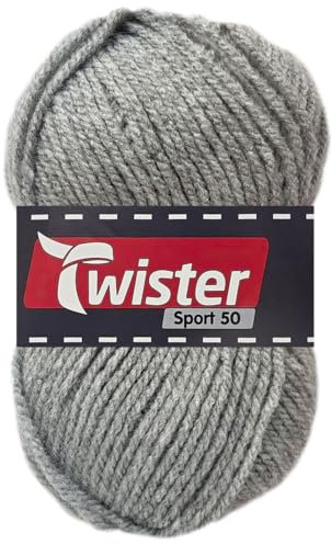 50 Gramm Twister Sport 50 aus 100% Polyacryl (16 Grau)
