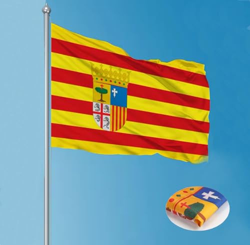 Home Universal® Bandera de Aragón Oficial 60x 90 cm - Diseño Tradicional con Escudo, Resistente al Exterior, Decoración para Hogar, Eventos y Celebraciones (60 x 90 2PCs)