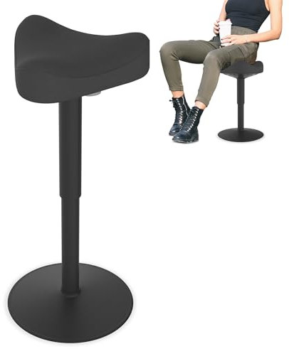 YRHome Hocker Bürohocker Ergonomischer Hocker Stehhocker Wackelhocker Arbeitshocker Schreibtischstuhl 360° drehbarer, Höhenverstellung 57-82cm für Zuhause und im Büro, Schwarz