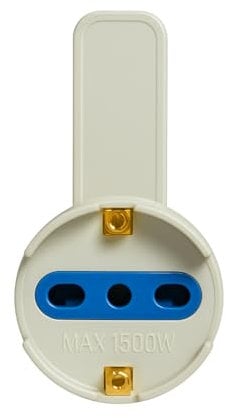 Adattatore Spina 16A Salvaspazio con Presa Bivalente 10/16A – Spina Piatta Angolata, Compatibile con Prese Italiane Max 1500W – Colore Bianco