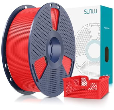 SUNLU PLA+ 2.0 3D Drucker Filament, Upgrade High Speed PLA Plus 2.0 Filament 1.75mm, Hohere Schlagzähigkeit & Festigkeit, 50-600mm/s Schnelldruck, 1kg Spule, Rot
