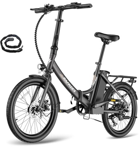 Fafrees E-Bike Klapprad 20 Zoll, Elektrofahrrad Ebike Herren 36V 16.75Ah Akku, E-Fahrrad Damen 250W, Pedelec 25km/h, Reichweite bis zu 130 km, F20 Light (Fahrradschloss, Schwarz)
