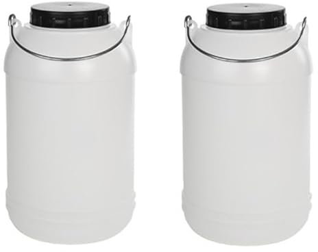pcmoviles pack de 2 Botes 5 litros boca ancha con tapa y asa. Bidón garrafa de plástico. Pack de 2 unidades.