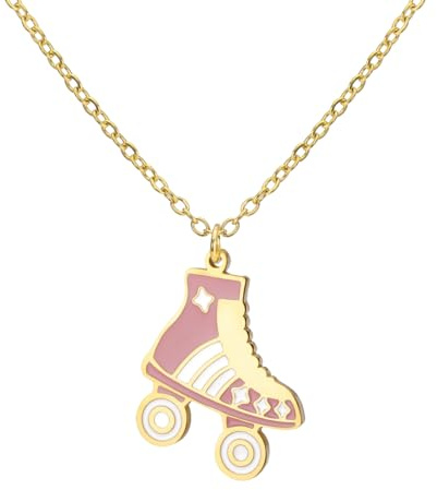 Dreamtimes Rollschuh-Anhänger-Halskette Rollschuh-Halskette Bunte Edelstahl-Rollschuh-Anhänger Sport-Anhänger-Halsketten Inspirierender Schmuck Geschenk für Frauen
