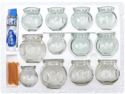 Feuerschröpfen Set mit Zubehör – Schröpfgläser aus Glas inkl. Pinzette, Wattestäbchen & Alkohollampe – Schröpfset für traditionelle Schröpftherapie