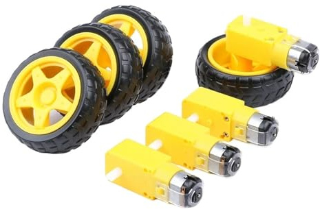 4 PCs DC Electric Motor DC 3-6V Dual Shaft Geared TT Gearbox Engine with 65mm Plastic Car Tire Wheel Smart RC Car Robot