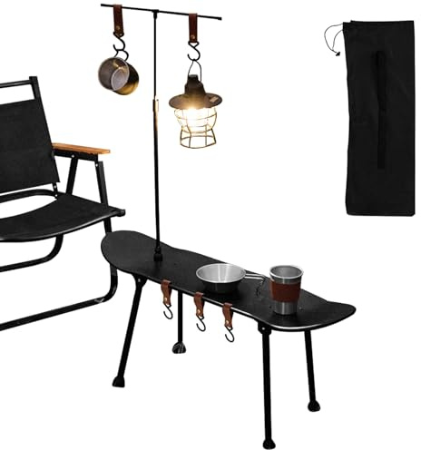 Faltbarer Campingtisch – Tragbarer Picknicktisch, langlebige Außenhalterung, kompakte Reisemöbel, zuverlässige Konstruktion, leichter Tisch im Skateboard-Stil für Grill,
