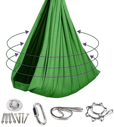 Indoor Hängematte, ultraleichte tragbare Schaukel Outdoor, geeignet für Schlafzimmer, Balkone, Innenhöfe oder Camping, komplett mit allem Zubehör(Grün)