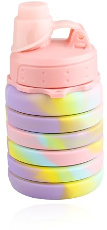 Hopzab Collapsible Water Bottle, 500ml Silicone Reusable Drink Container with Lanyard, Leak-Proof Travel Hydration for Outdoor Adventures and Everyday Use