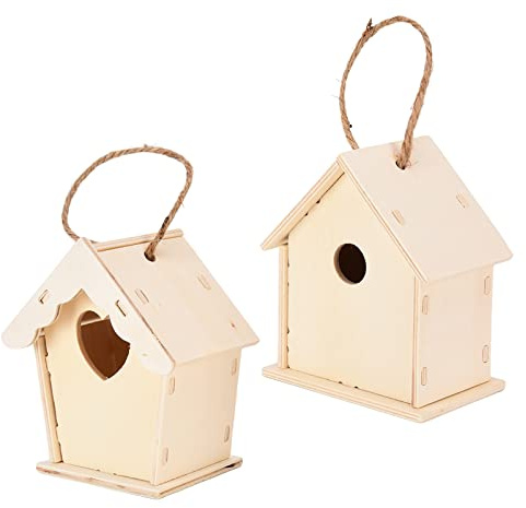 SPYMINNPOO Vogelhaus aus Holz, Kreatives DIY-Vogelhaus, Einfach zu Bauen für Zum Basteln, mit Farbe und Stiften für die Heimdekoration