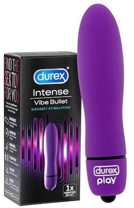 Durex Intense Delight Vibrating Bullet, Sex Toy, Waterproof, 5-Hour Play, Quiet & Discreet, Batteries Included, Powerful Vibrations, Vibrator, Sex Toys for women