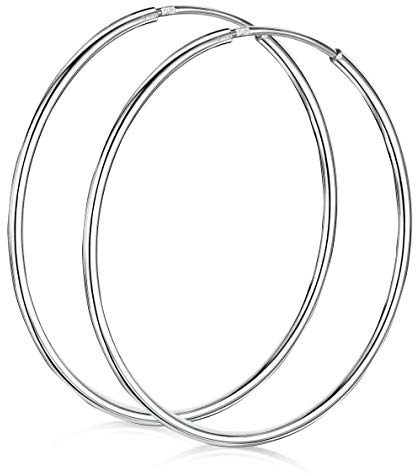 Amberta® 925 Sterling Silber Edle Ringe Mit Geschlossener Ring – Kleine Runde Kreolen Ohrringe - Durchmesser: 20 30 40 60 75 (40)