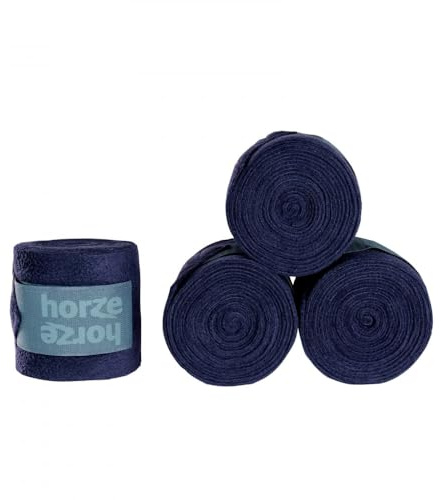 HORZE Embrace Fleece Polo Wraps | Horse, Sheep, Goat Leg Bandages (Set of 4) - Dark Dark Blue - 10 ft 6 in