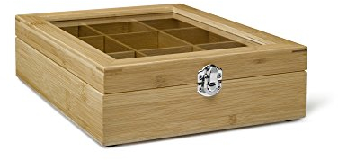 Tea box, 9 Compartment with Window Bamboo