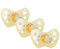 Dentistar® Night Set da 3 Ciuccetti neonato in silicone – Taglia 2 da 6-14 mesi – Ciuccio neonato che supporta dentizione e mascella, luminoso al buio – Succhietto giallo con luna – Made in Germany