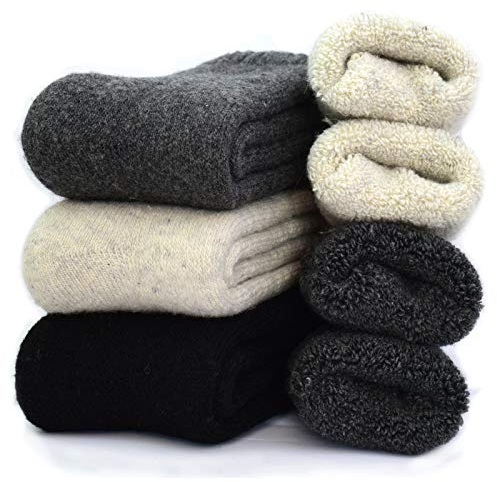 YZKKE 3Pack Mens Super Thick Wool Warm Socks - Soft Comfort Casual Crew Winter Socks Size 6-11