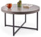VonHaus Coffee Table for Living Room - Round Grey Concrete Look Living Room Table - Modern Style with Black Powder Coated Metal Legs - For Lounge with 80cm Diameter, Mosley