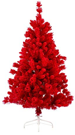 artplants.de Albero di Natale Artificiale GÖTEBORG, Rosso, innevato, 210cm, Ø 100cm - Albero Decorativo/Abete Natalizio