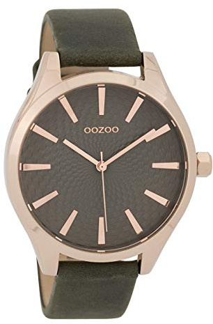Oozoo Damenuhr mit Lederband 42 MM Rose/Dunkelgrau/Dunkelgrau C9688