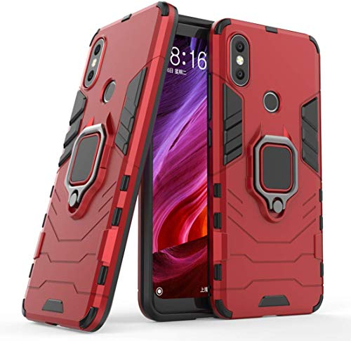 LuluMain Kompatibel mit Xiaomi Mi A2 Hülle, Ring Ständer Magnetischer Handyhalter Auto Caseme Schutzhülle Case für Xiaomi Mi A2, Xiaomi Mi 6X (Rot)
