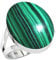 Jeweloporium Grüner Malachit-Silberring, Größe 61 (19,4), 925er Sterlingsilberring für Damen, echter klobiger ovaler Stein, handgefertigter Schmuck