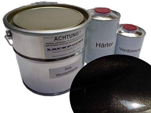 Lackpoint, set di 2 componenti di vernice per auto, 3,5 litri, colore nero brillante metallizzato, vernice monostrato