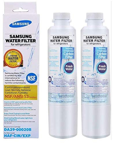 Filtre à eau DA29-00020B pour réfrigérateur - Compatible avec Samsung DA29-00020B, DA29-00020A, HAF-CIN/EXP, NSF 42&53&401 - Peut filtrer 99,67 % des polluants et des bactéries dangereuses. Lot de 2.