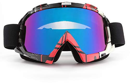 SPOSUNE Motorradbrille, ATV Dirt Bike Off Road Racing MX-Fahrbrille Anti-Scratch Staubdicht Biegbar UV400 Brille Gepolstert Weicher Dicker Schaumstoff, Verstellbarer Riemen Erwachsenen-Motocross
