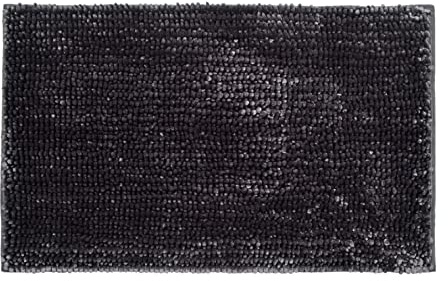 Bobli Super Soft Chenille Bobble Bath Mat Non Slip 50 x 80cm – Deep Pile, Ultra Absorbent, Quick Dry Bathroom Rug (Charcoal Grey)