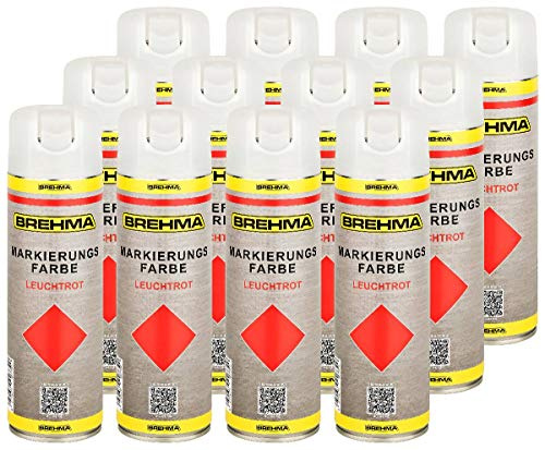BREHMA 12x Markierungsspray Forstspray Markierungsfarbe leuchtrot
