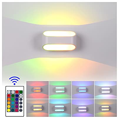 INHDBOX LED Wandleuchte Innen RGB LED Modern Wandlampe mit Fernbedienung, 4 Modi 16 Farben Up Down Dimmbar Leuchten Aluminium Wandlampe für Wohnzimmer Schlafzimmer Treppenhaus Flur