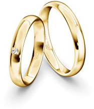 JC Trauringe Gold 333 Paarpreis Poliert I Traumhafte Eheringe 3,5 mm I Einzigartige Partnerringe Gelbgold mit Gravur in edler Schatulle I 2 Hochzeitsringe Herrenring & Damenring mit Steinen I ICT03