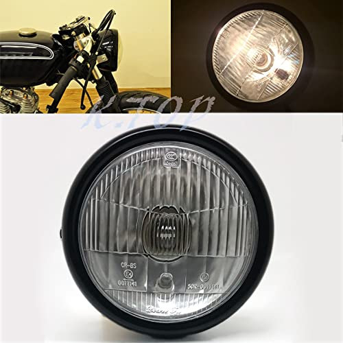 Scheinwerfer Motorrad Motorrad Retro Scheinwerfer Schwarz Metall Klares Objektiv E4 Halogen Frontlicht Motorrad Scheinwerfer