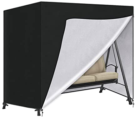 SanGlory Hollywoodschaukel Abdeckung 2 Sitzer Schutzhülle Hollywoodschaukel Wasserdicht Gartenschaukel Abdeckplane, Schwerlast Reißfest Abdeckung für Hollywoodschaukel, 180x125x160cm