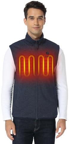 ORORO Beheizbare Weste Fleece Herren Beheizte Fleeceweste mit Powerbank Heizweste Herren - Ladegerät Nicht Enthalten (Blau,M)